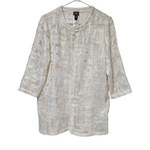 Chico's Travelers Collection Hatchmark Jacket Women's 12 Large/ Chico's 2